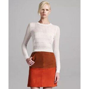 Opening Ceremony Soft Suede Brown & Terracotta Colorblock A-line Skirt Size 2